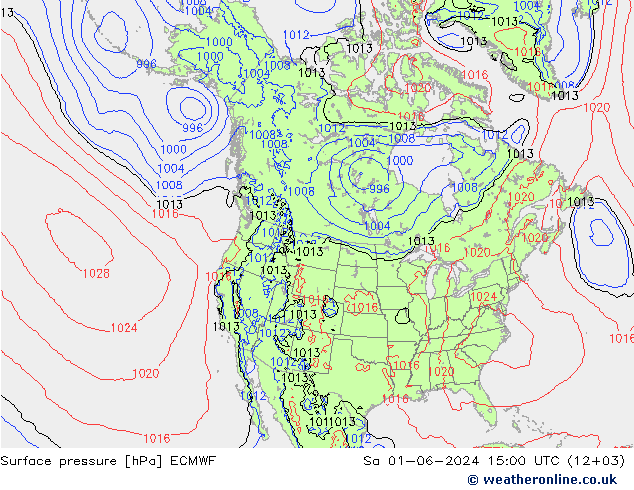 приземное давление ECMWF сб 01.06.2024 15 UTC