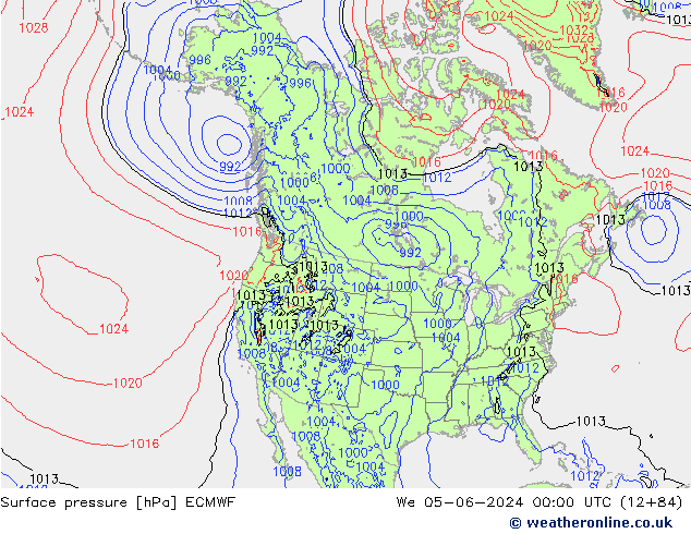 Surface pressure ECMWF We 05.06.2024 00 UTC