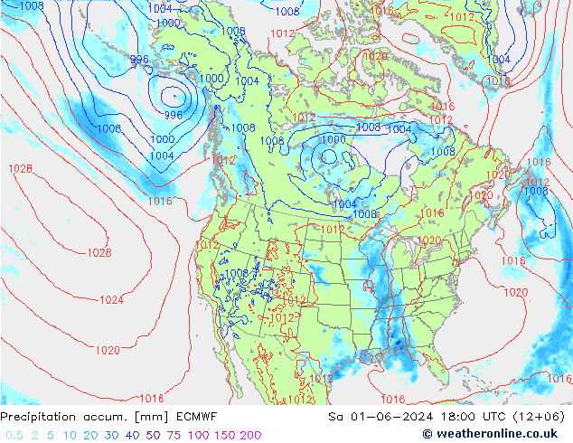 Precipitation accum. ECMWF Sáb 01.06.2024 18 UTC