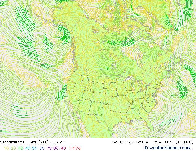 Stroomlijn 10m ECMWF za 01.06.2024 18 UTC