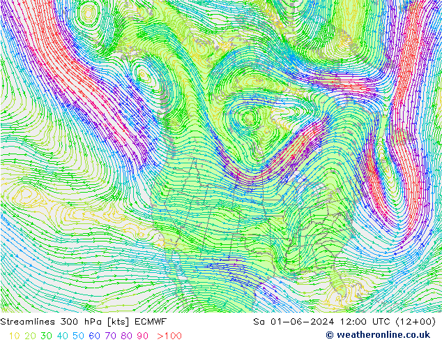 风 300 hPa ECMWF 星期六 01.06.2024 12 UTC