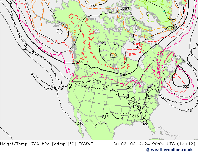 Height/Temp. 700 hPa ECMWF  02.06.2024 00 UTC