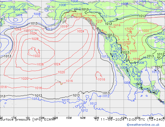 Surface pressure ECMWF Tu 11.06.2024 12 UTC