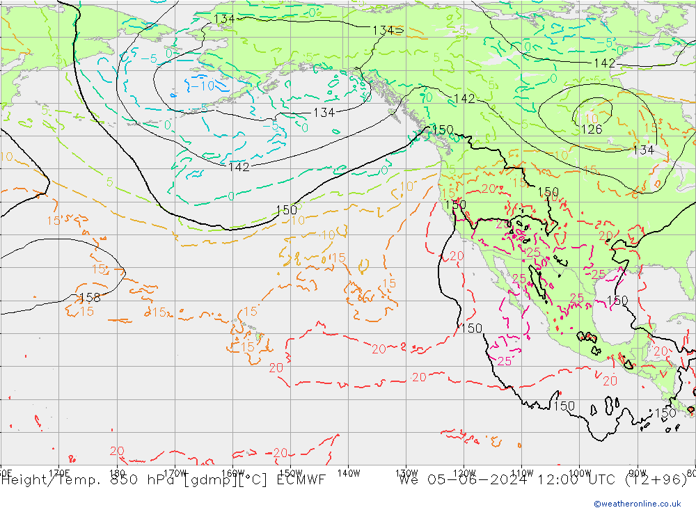 Z500/Rain (+SLP)/Z850 ECMWF śro. 05.06.2024 12 UTC