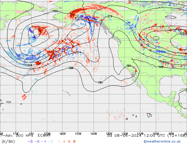 T-Adv. 500 hPa ECMWF so. 08.06.2024 12 UTC
