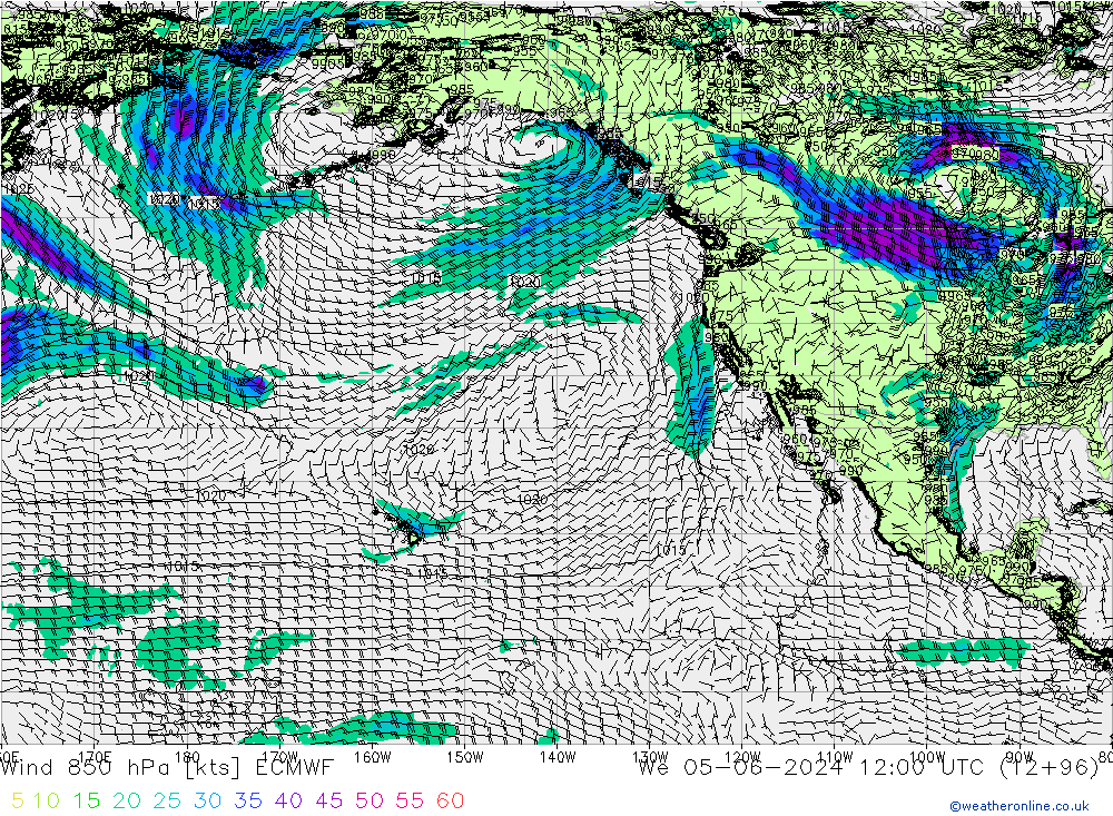 ветер 850 гПа ECMWF ср 05.06.2024 12 UTC
