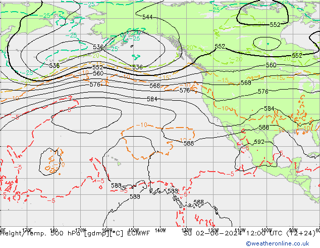 Z500/Rain (+SLP)/Z850 ECMWF dim 02.06.2024 12 UTC