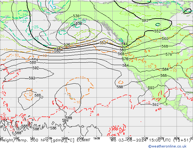 Yükseklik/Sıc. 500 hPa ECMWF Pzt 03.06.2024 15 UTC