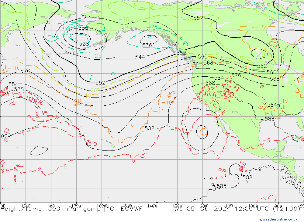 Z500/Rain (+SLP)/Z850 ECMWF śro. 05.06.2024 12 UTC