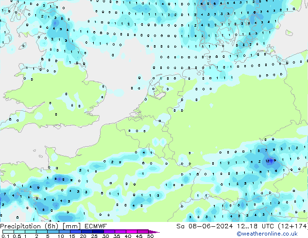 opad (6h) ECMWF so. 08.06.2024 18 UTC