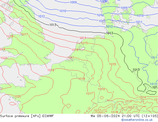 Yer basıncı ECMWF Çar 05.06.2024 21 UTC