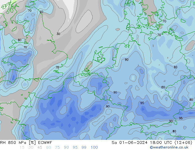 RH 850 hPa ECMWF Sa 01.06.2024 18 UTC