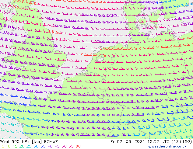 ветер 500 гПа ECMWF пт 07.06.2024 18 UTC