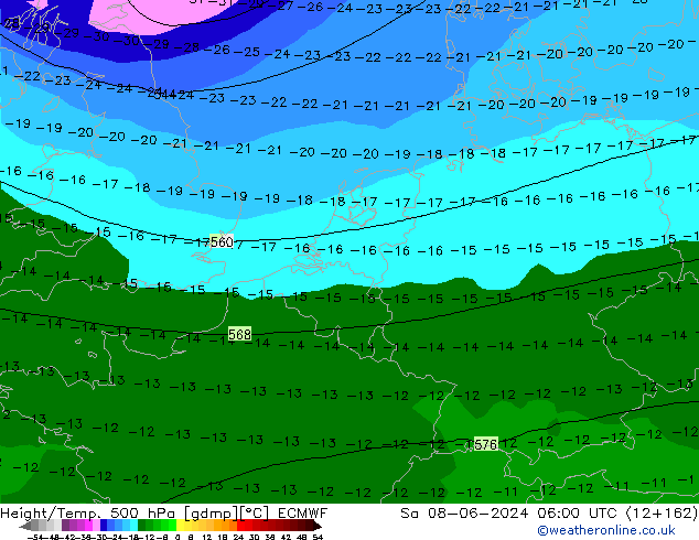 Z500/Rain (+SLP)/Z850 ECMWF сб 08.06.2024 06 UTC