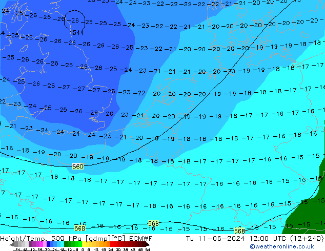 Z500/Yağmur (+YB)/Z850 ECMWF Sa 11.06.2024 12 UTC