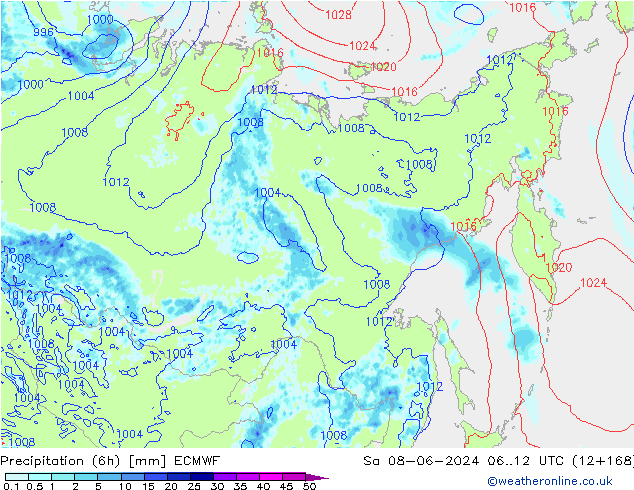 Z500/Yağmur (+YB)/Z850 ECMWF Cts 08.06.2024 12 UTC