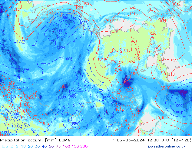 Totale neerslag ECMWF do 06.06.2024 12 UTC