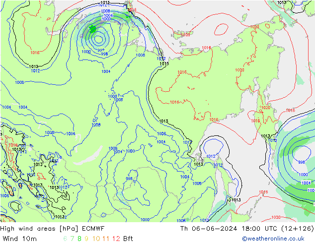 High wind areas ECMWF Th 06.06.2024 18 UTC