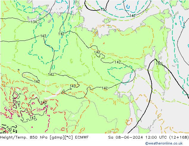 Z500/Yağmur (+YB)/Z850 ECMWF Cts 08.06.2024 12 UTC