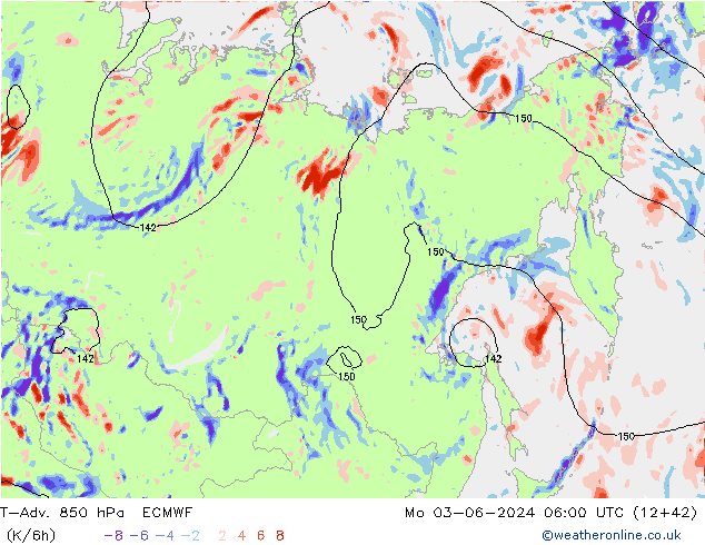 T-Adv. 850 hPa ECMWF ma 03.06.2024 06 UTC