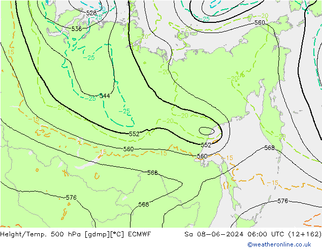 Height/Temp. 500 hPa ECMWF sab 08.06.2024 06 UTC