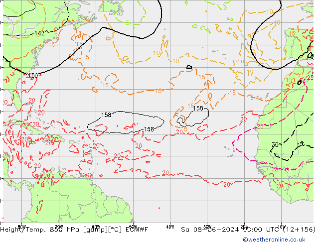 Z500/Rain (+SLP)/Z850 ECMWF Sa 08.06.2024 00 UTC