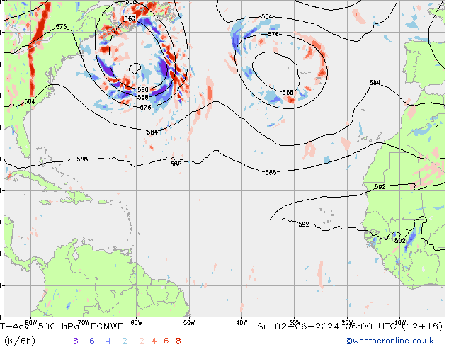 T-Adv. 500 hPa ECMWF dim 02.06.2024 06 UTC