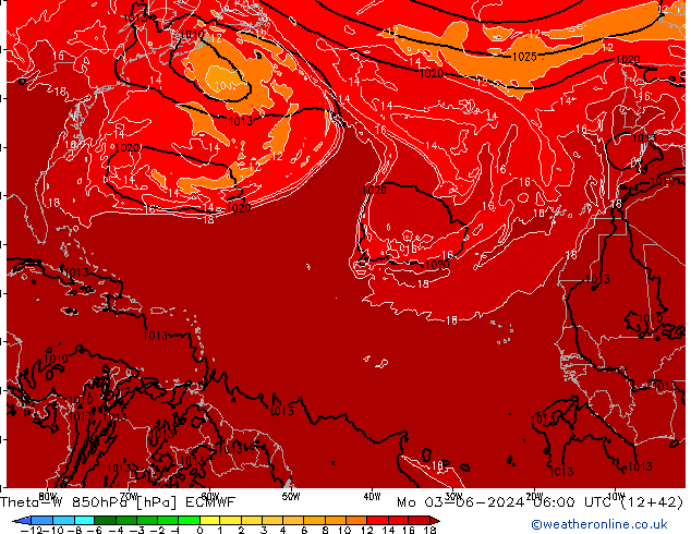 Theta-W 850hPa ECMWF Pzt 03.06.2024 06 UTC