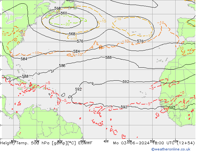 Z500/Rain (+SLP)/Z850 ECMWF lun 03.06.2024 18 UTC