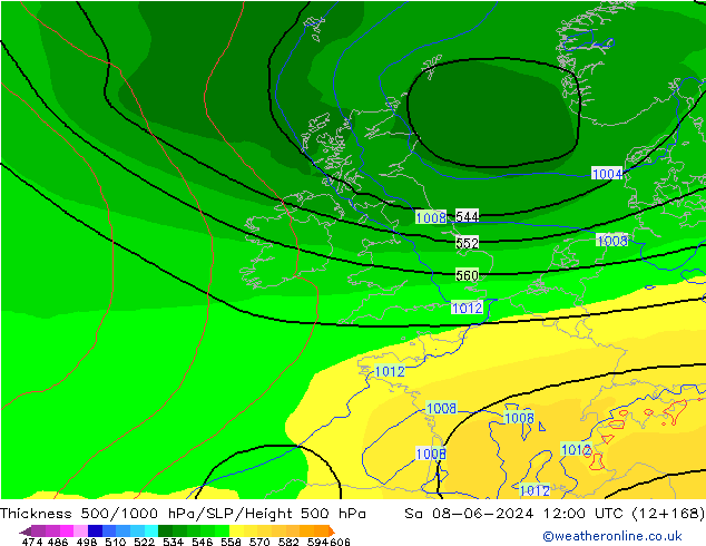 Thck 500-1000hPa ECMWF So 08.06.2024 12 UTC