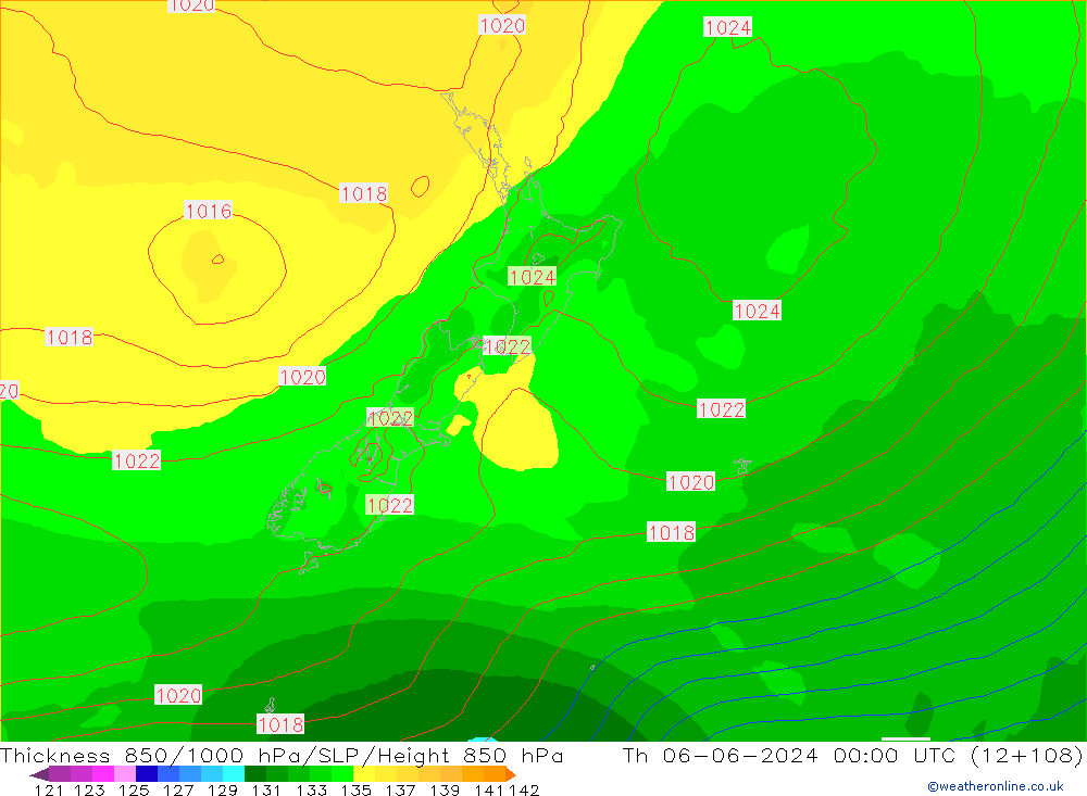 Thck 850-1000 hPa ECMWF Th 06.06.2024 00 UTC