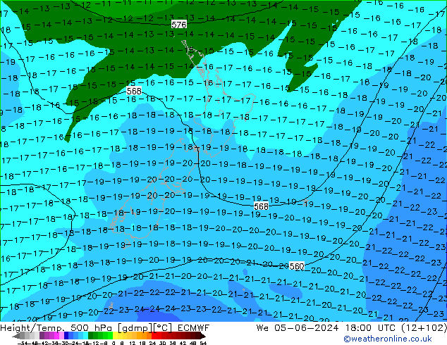 Z500/Rain (+SLP)/Z850 ECMWF Qua 05.06.2024 18 UTC