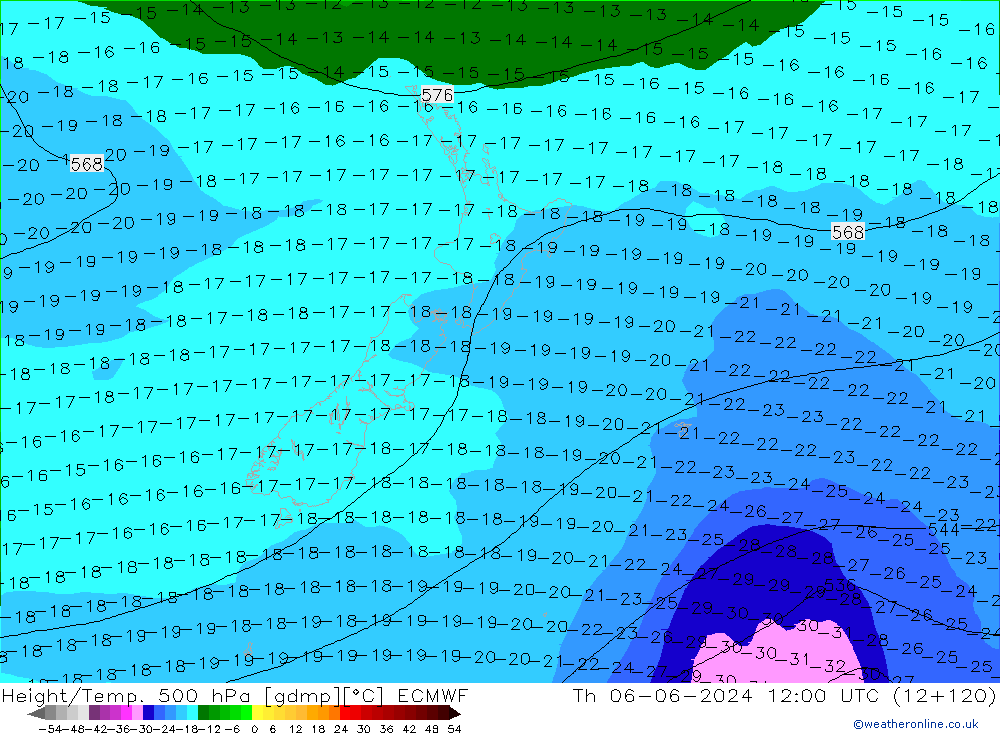 Height/Temp. 500 hPa ECMWF  06.06.2024 12 UTC