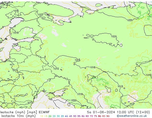 Isotachs (mph) ECMWF Sa 01.06.2024 12 UTC