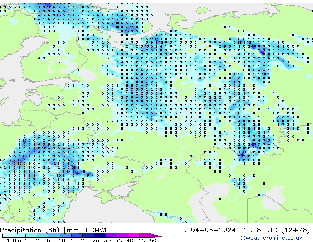 Z500/Rain (+SLP)/Z850 ECMWF вт 04.06.2024 18 UTC