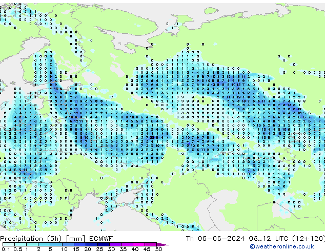 Z500/Rain (+SLP)/Z850 ECMWF jue 06.06.2024 12 UTC