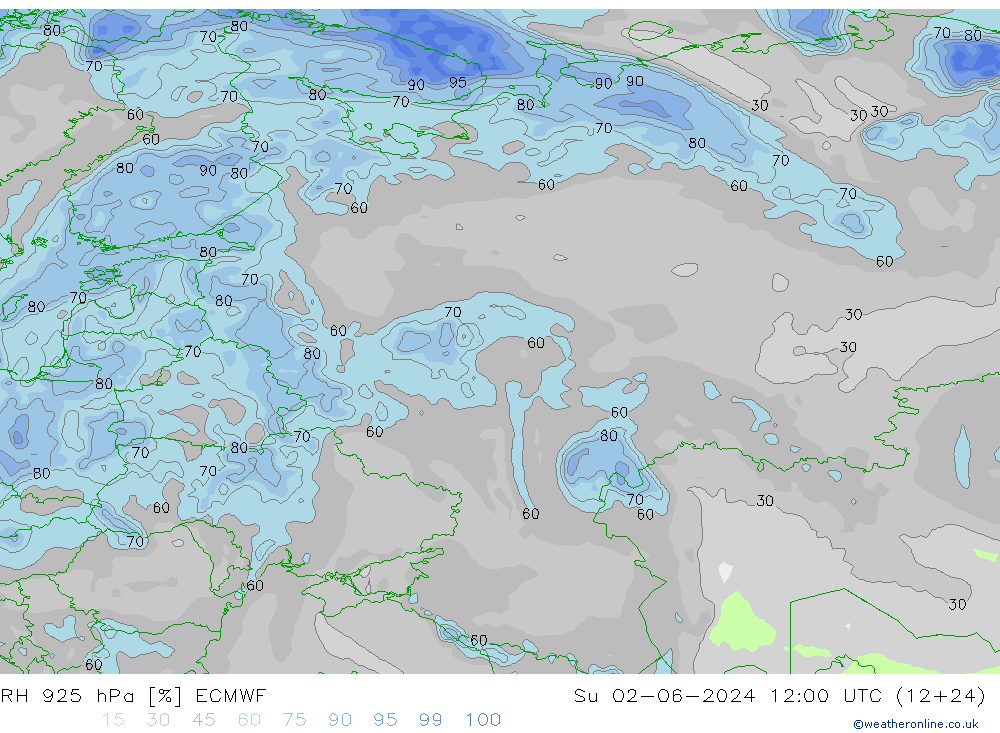 RH 925 hPa ECMWF  02.06.2024 12 UTC