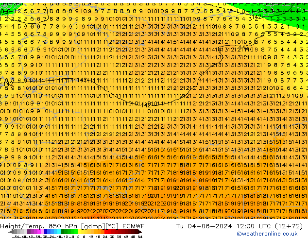 Z500/Rain (+SLP)/Z850 ECMWF mar 04.06.2024 12 UTC