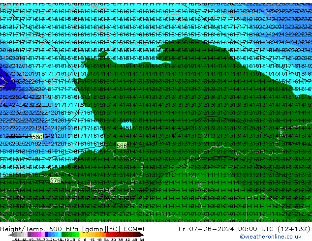 Z500/Rain (+SLP)/Z850 ECMWF ven 07.06.2024 00 UTC