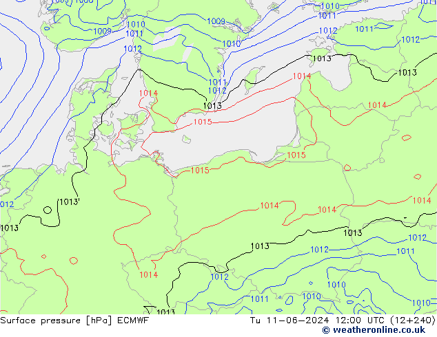 pressão do solo ECMWF Ter 11.06.2024 12 UTC