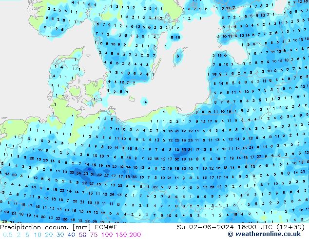 Toplam Yağış ECMWF Paz 02.06.2024 18 UTC