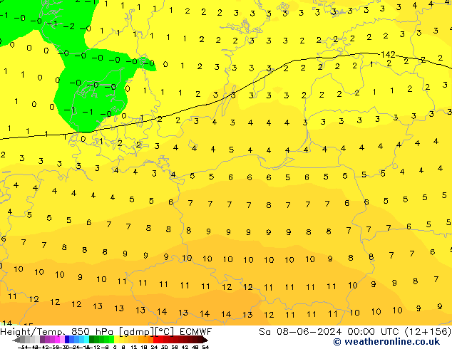 Z500/Rain (+SLP)/Z850 ECMWF Sa 08.06.2024 00 UTC