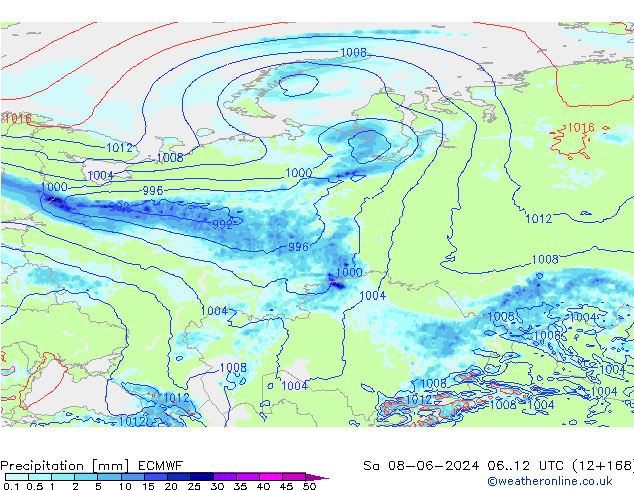 осадки ECMWF сб 08.06.2024 12 UTC