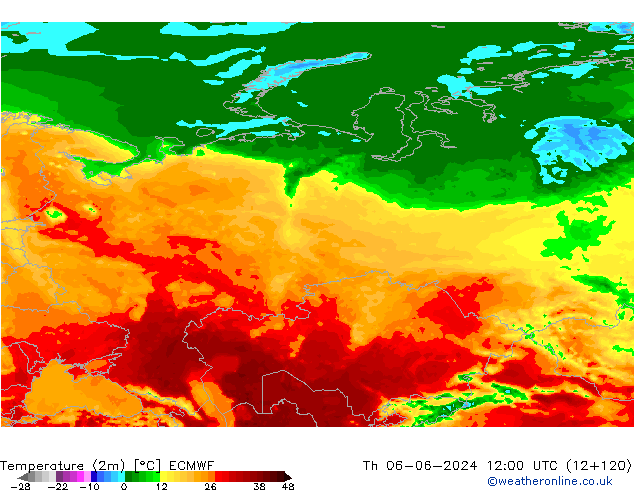 température (2m) ECMWF jeu 06.06.2024 12 UTC