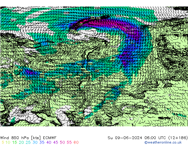 Wind 850 hPa ECMWF Ne 09.06.2024 06 UTC