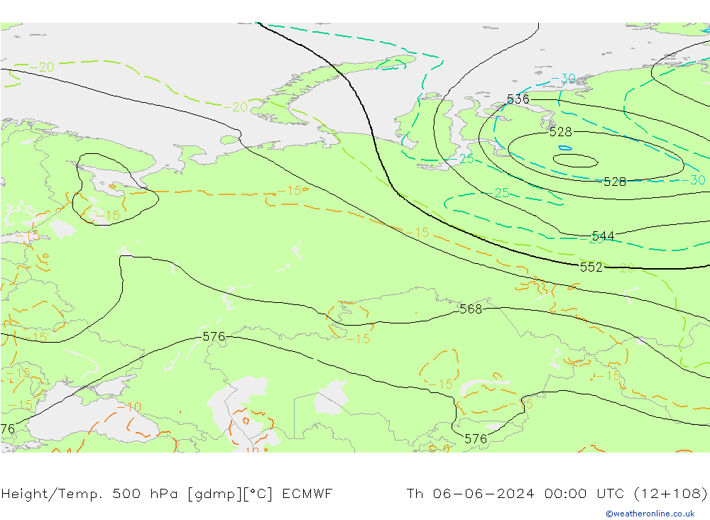 Geop./Temp. 500 hPa ECMWF jue 06.06.2024 00 UTC
