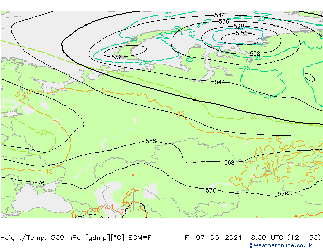 Z500/Regen(+SLP)/Z850 ECMWF vr 07.06.2024 18 UTC