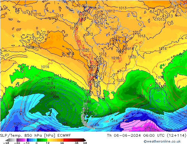 850 hPa Yer Bas./Sıc ECMWF Per 06.06.2024 06 UTC