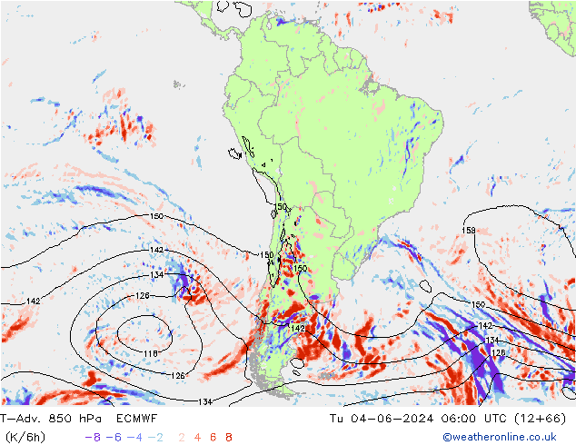 T-Adv. 850 hPa ECMWF Tu 04.06.2024 06 UTC