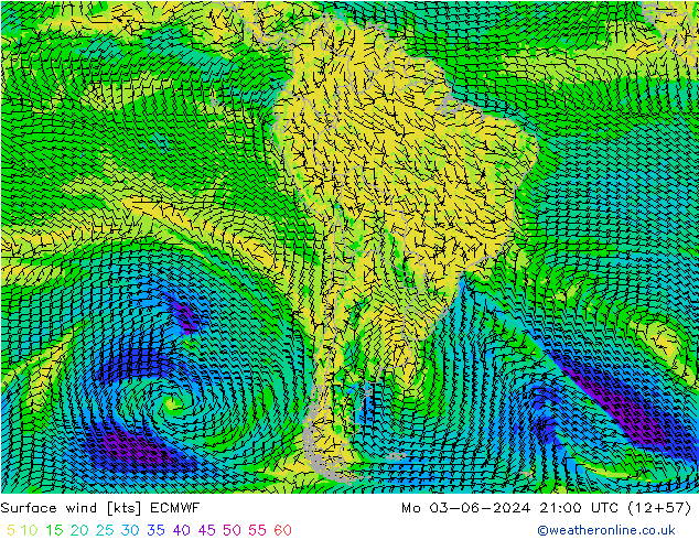 Surface wind ECMWF Po 03.06.2024 21 UTC